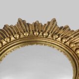 Gold Sunburst Mirror in Resin with Convex Mirror, France, 1960s