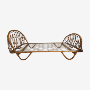 Vintage rattan basket bed 120x90cm