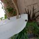 Frosted glass basin pendant light with column decor, art deco style