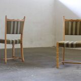 Vintage 1960s, brutalist Danish modern oak dining chairs by Henning Kjærnulf