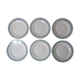 6 flat plates faience ancient Barbeaux, Terre de Fer