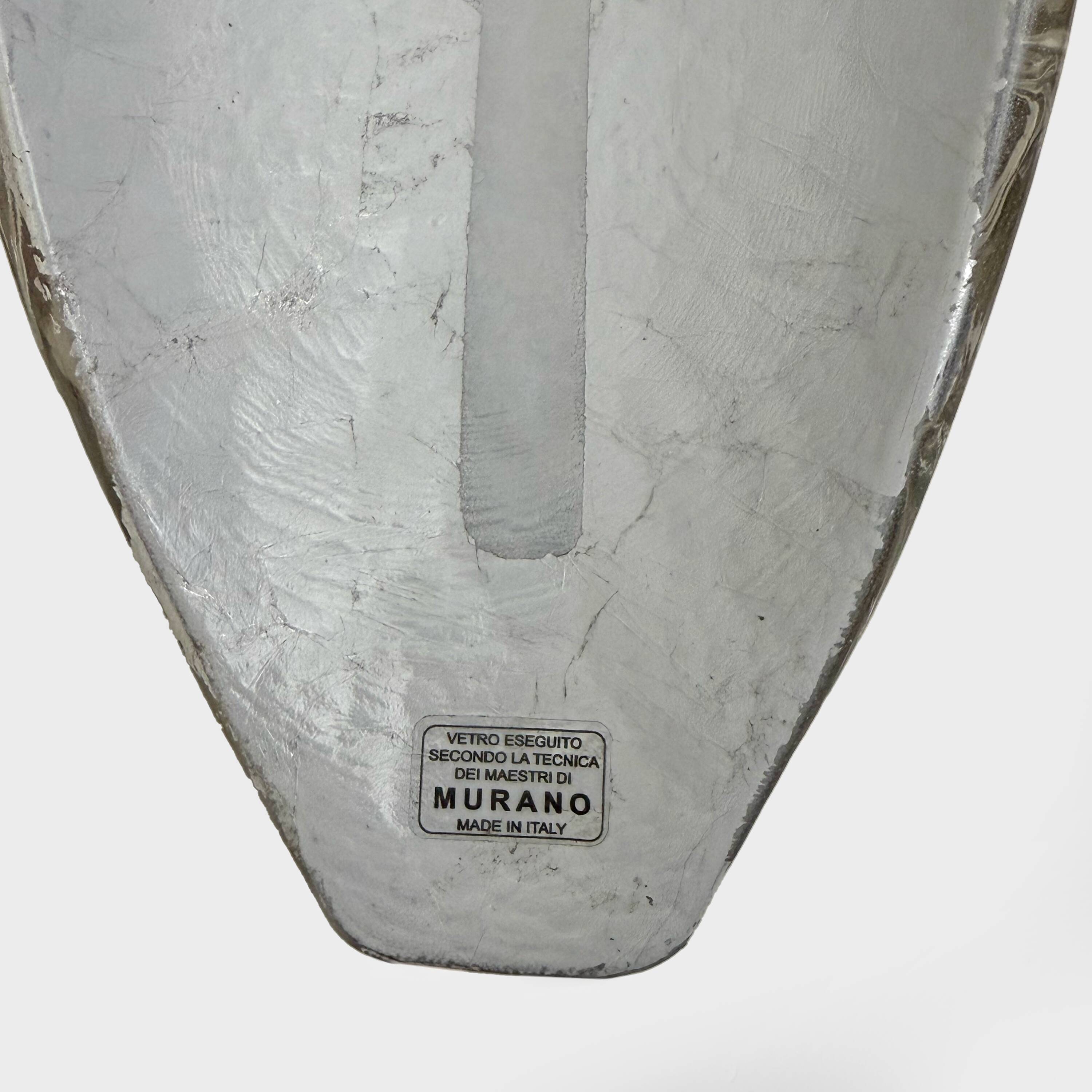 Paire d'appliques modernes en verre de Murano avec feuille d'argent