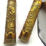 Pair of brass shell vases