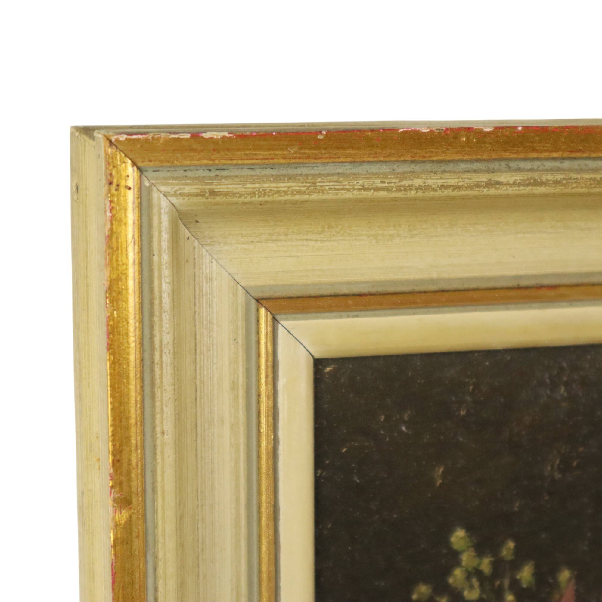 Flowers in Vase Still Life Painting Oil on Canvas Framed Signed