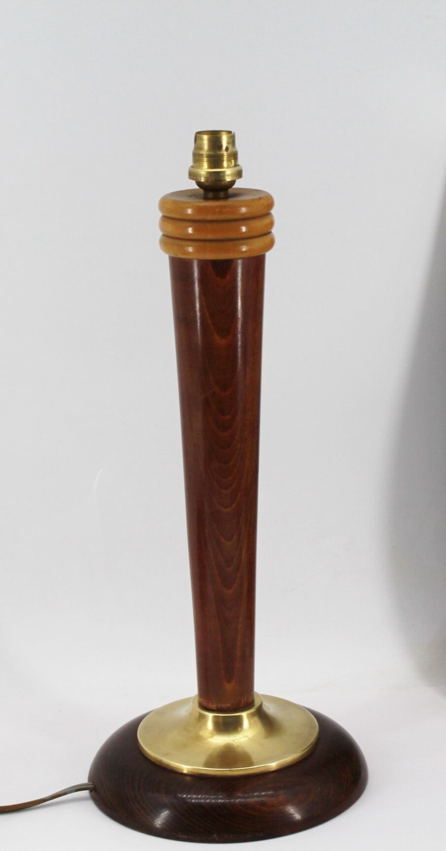 old lamp foot in wood and brass