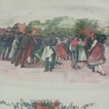 Plat de service. Faïencerie Digoin Sarreguemines. Motif Alsacien.