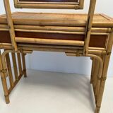 Bamboo and rattan dressing table, with mirror 50s-60s