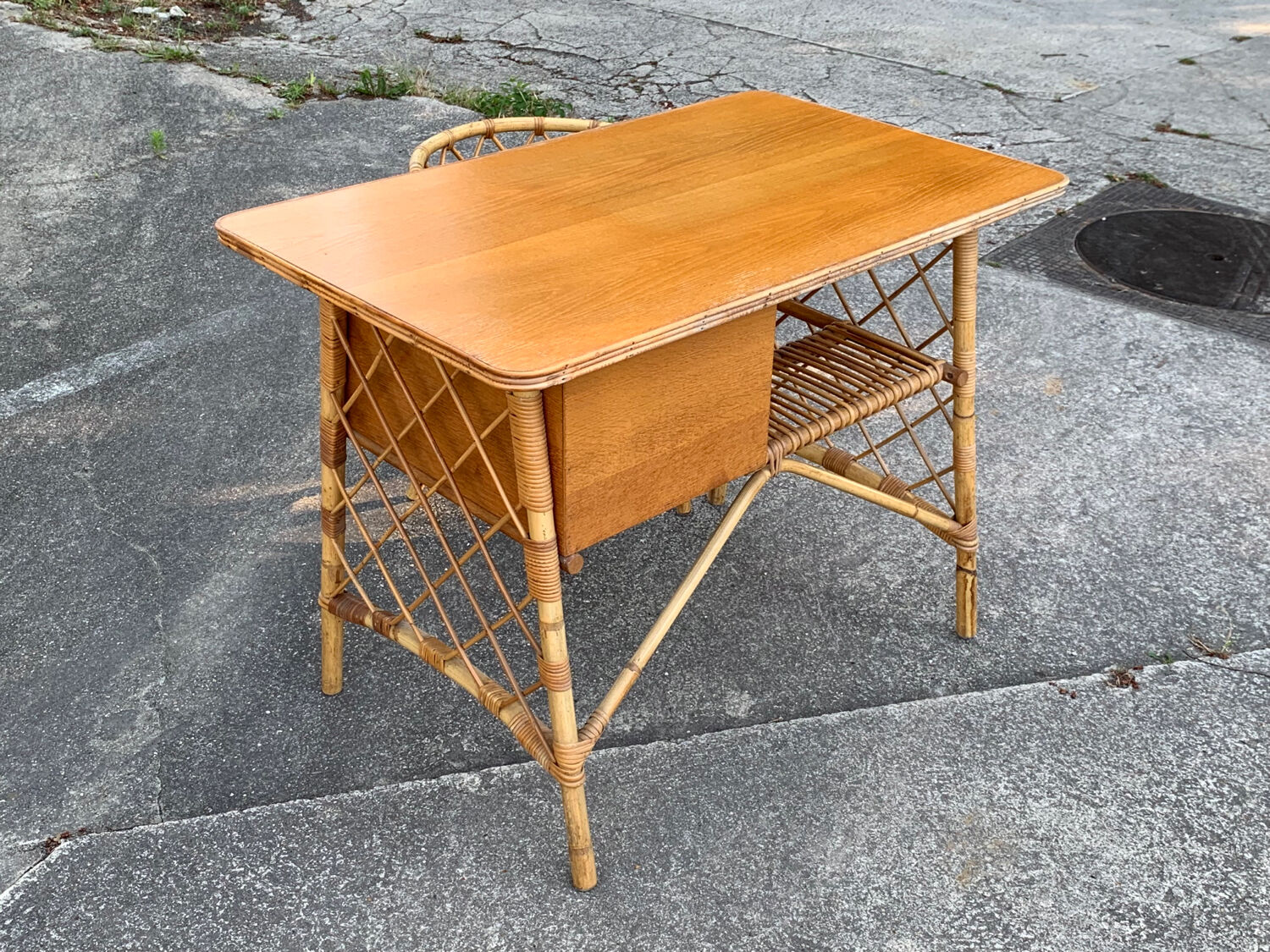 Rattan desk and chair 1960