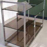Metal and smoked glass console 1970
