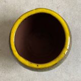 Petit vase en céramique vintage avec glaçure goutte à goutte jaune