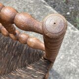 Antique Bobbin armchair with straw seat