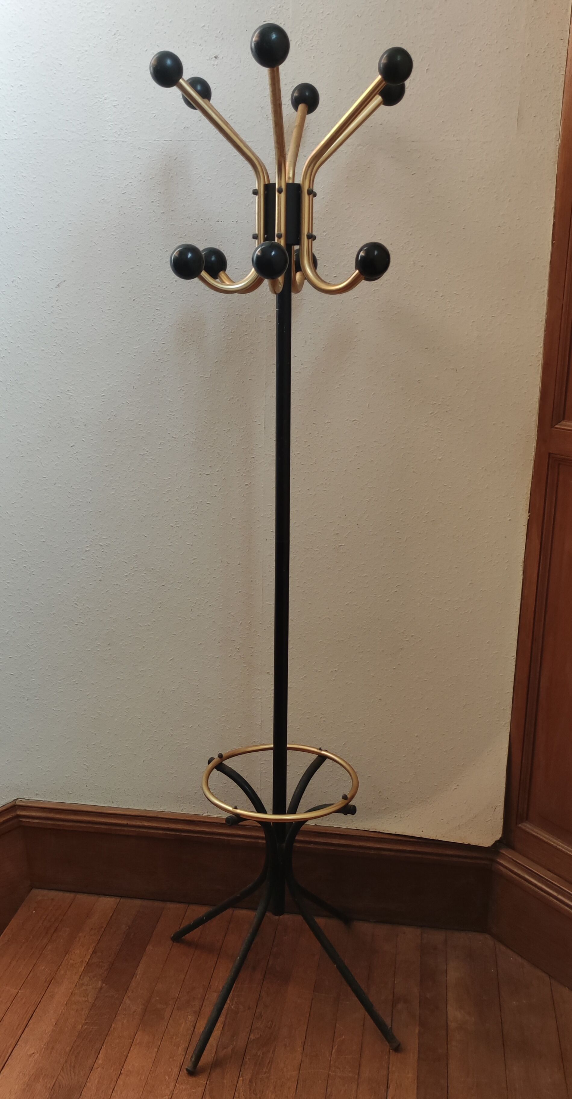 Vintage metal coat rack black and gold