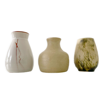 Composition of 3 vintage ceramic vases, Chamotte