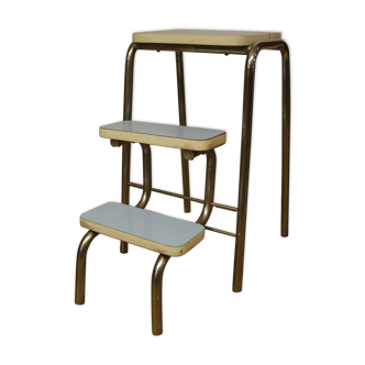 Stepladder stool in sky blue formica Vintage