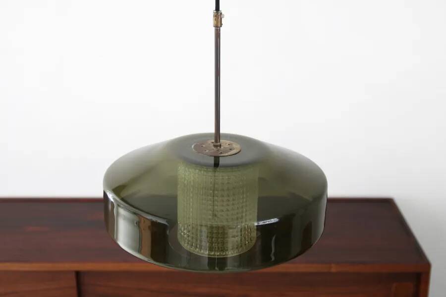 Green glass pendant lamp by Carl Fagerlund for Orrefors