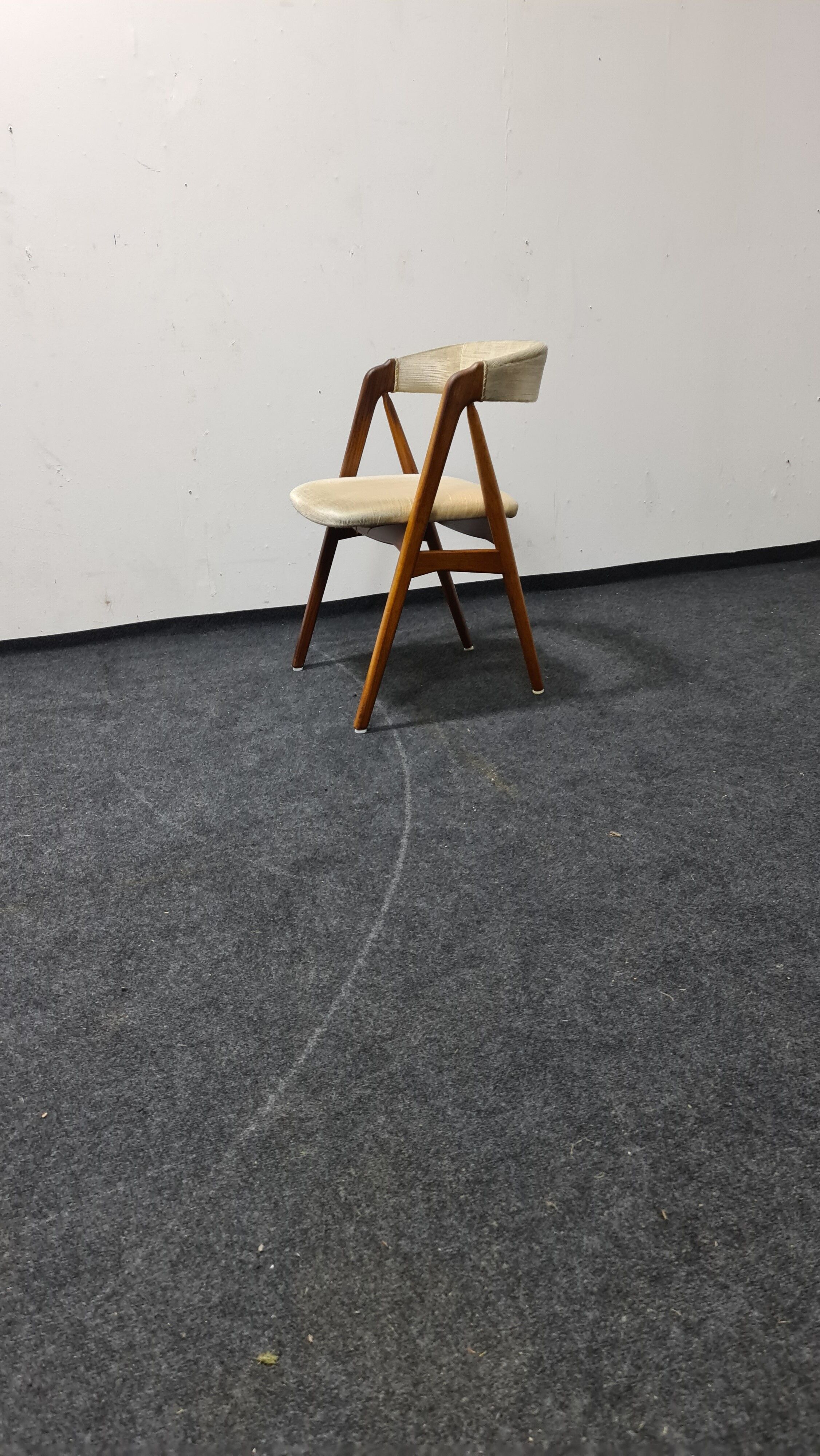 Vintage velvet teak arm chair