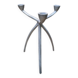 Scandinavian design tripod aluminum candlestick holder silver metal
