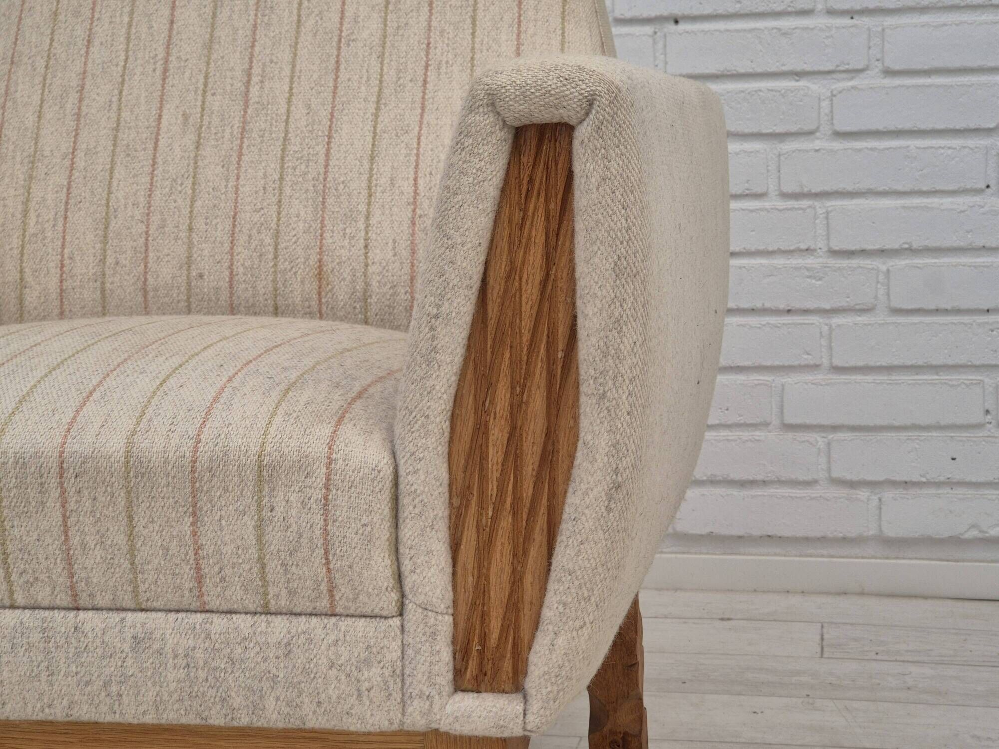 1970s, Danish lounge chair, furniture wool, oak wood, original condition.