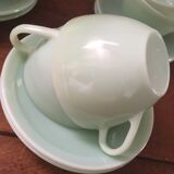 Serves six coffee cups opaline green water 60s.