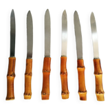 6 antique bamboo handle knives