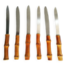6 couteaux manche bambou anciens
