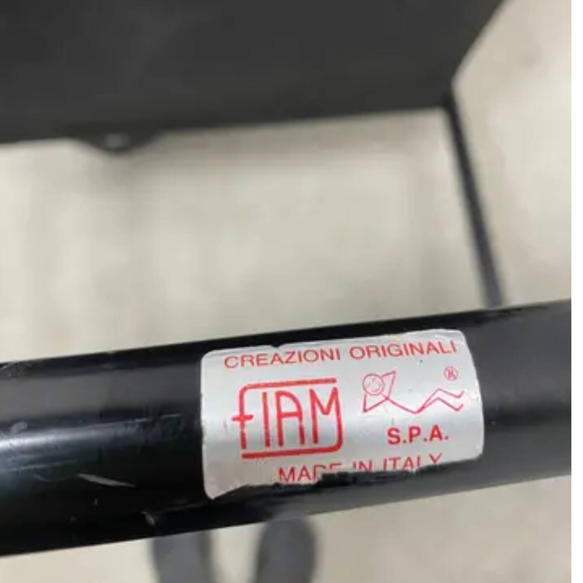 Retro FIAM armchairs Italy 1980s – black metal frame & green upholstery (set of 2)