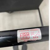 Retro FIAM armchairs Italy 1980s – black metal frame & green upholstery (set of 2)