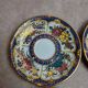 Set of 4 hand-painted saucers from Thailand – Polychrome floral decoration and gilding.
