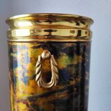 Flame-patterned golden umbrella stand