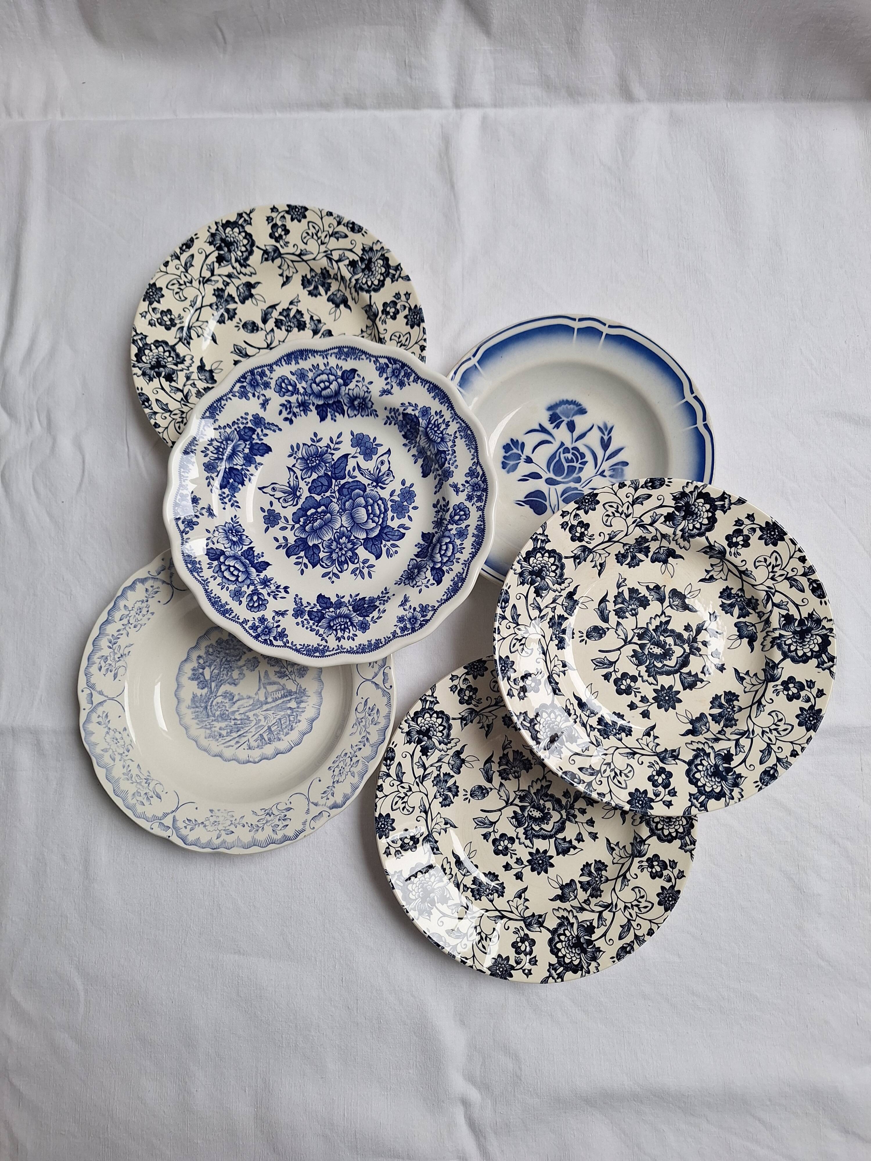 Vintage blue soup plates