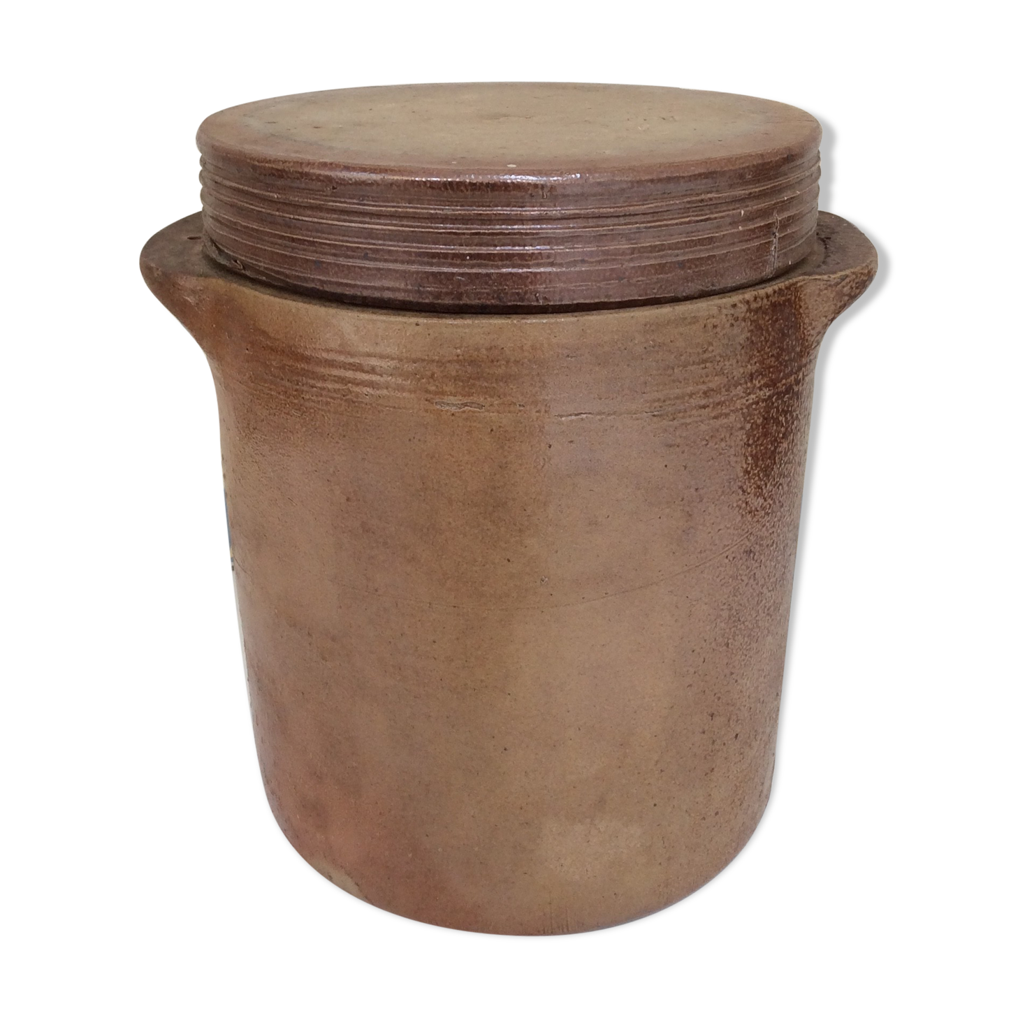 Old charentais stoneware pot with lid