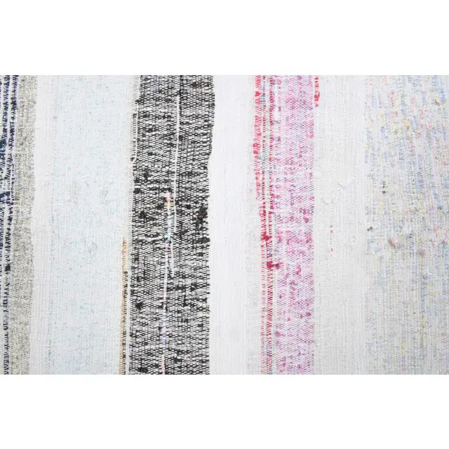 Vintage Turkish hand-knotted wool cotton white kilim runner rug  95x265