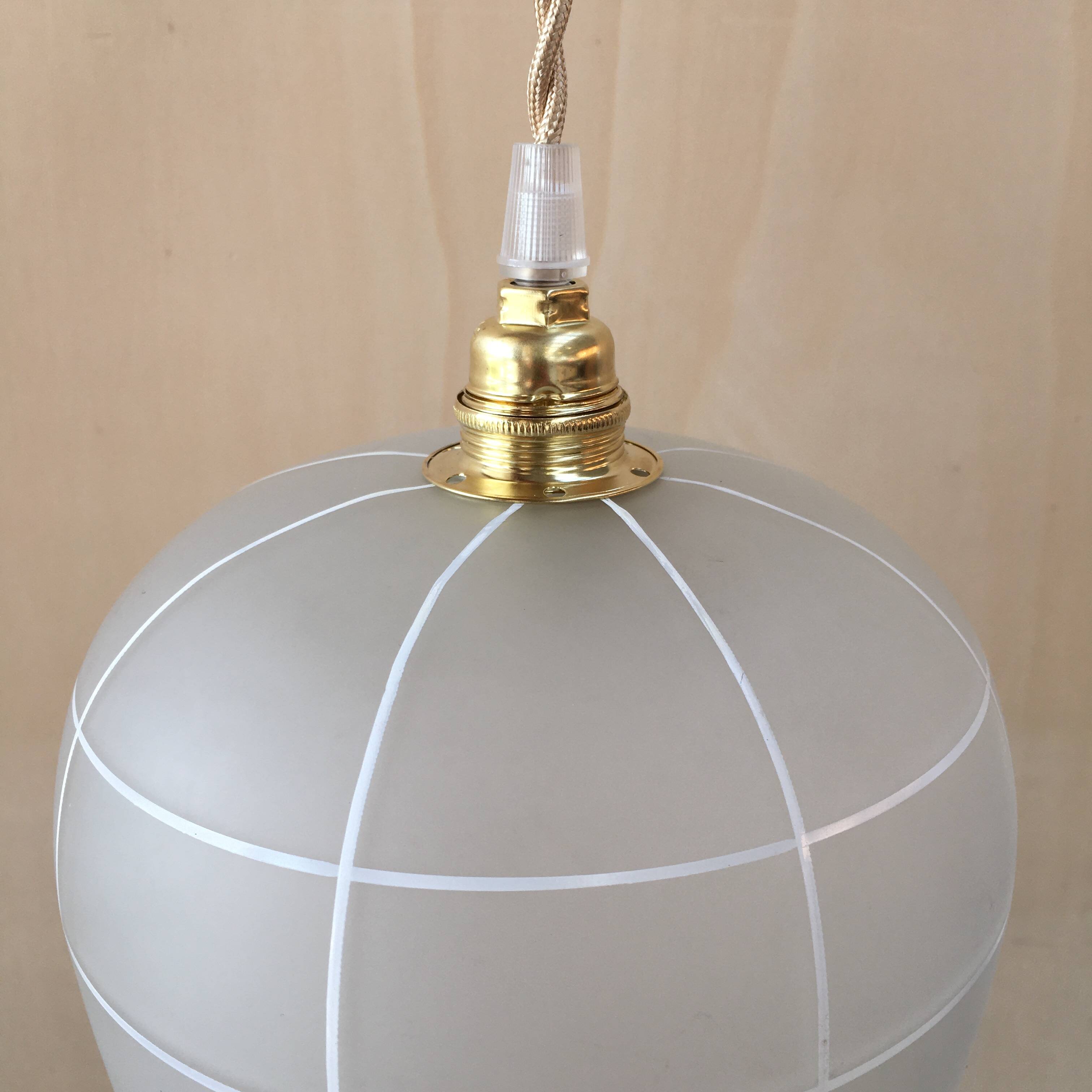 1950s frosted glass pendant light