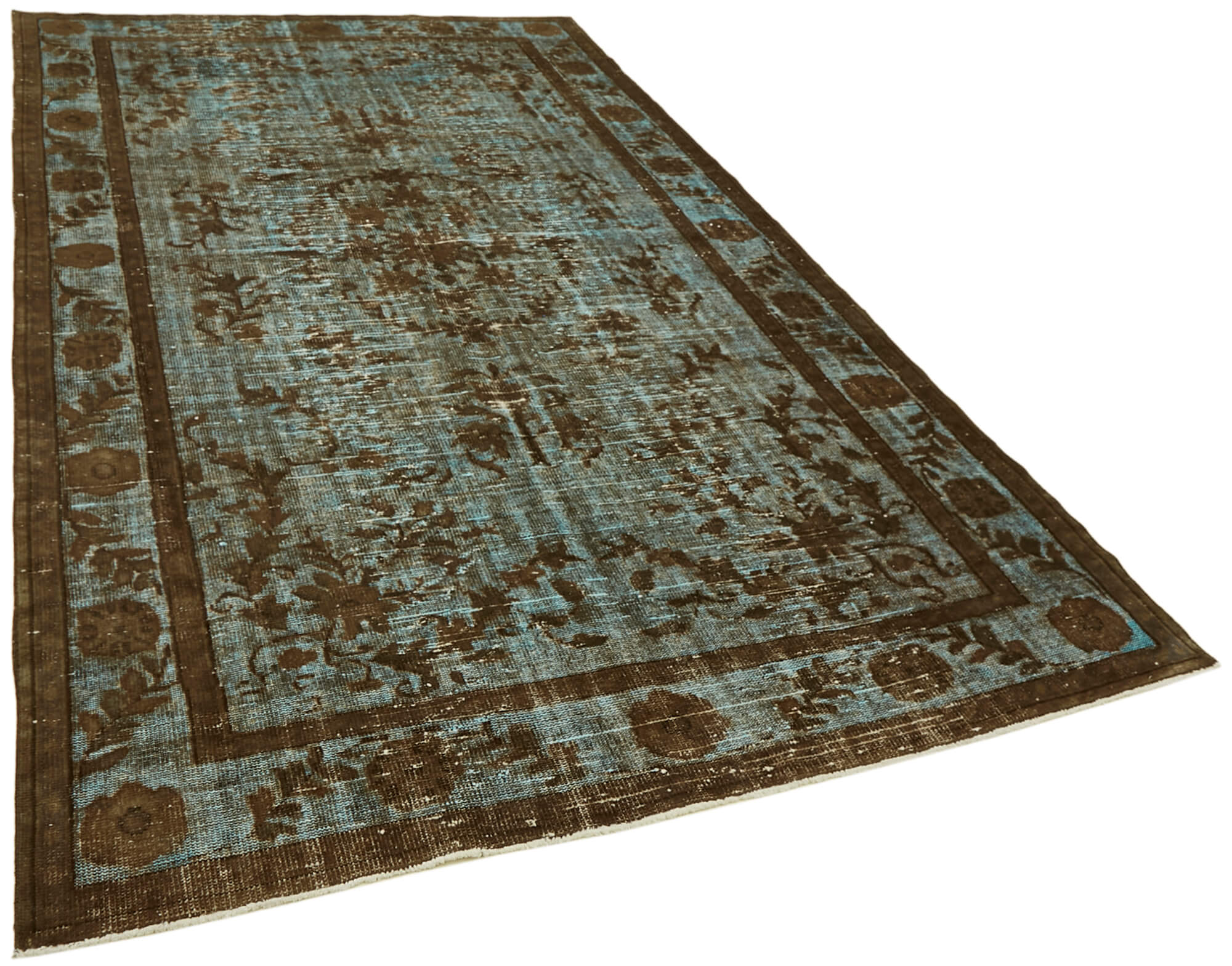 Handmade Hi-Low Pile Turkish 1980s 204 cm x 334 cm Brown Rug