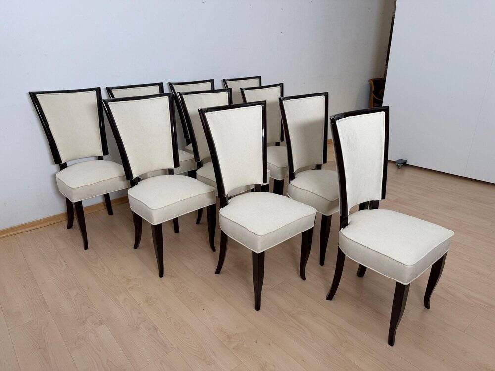 Art Deco Dining Table with Chairs, Paris, 1930, Set of 11