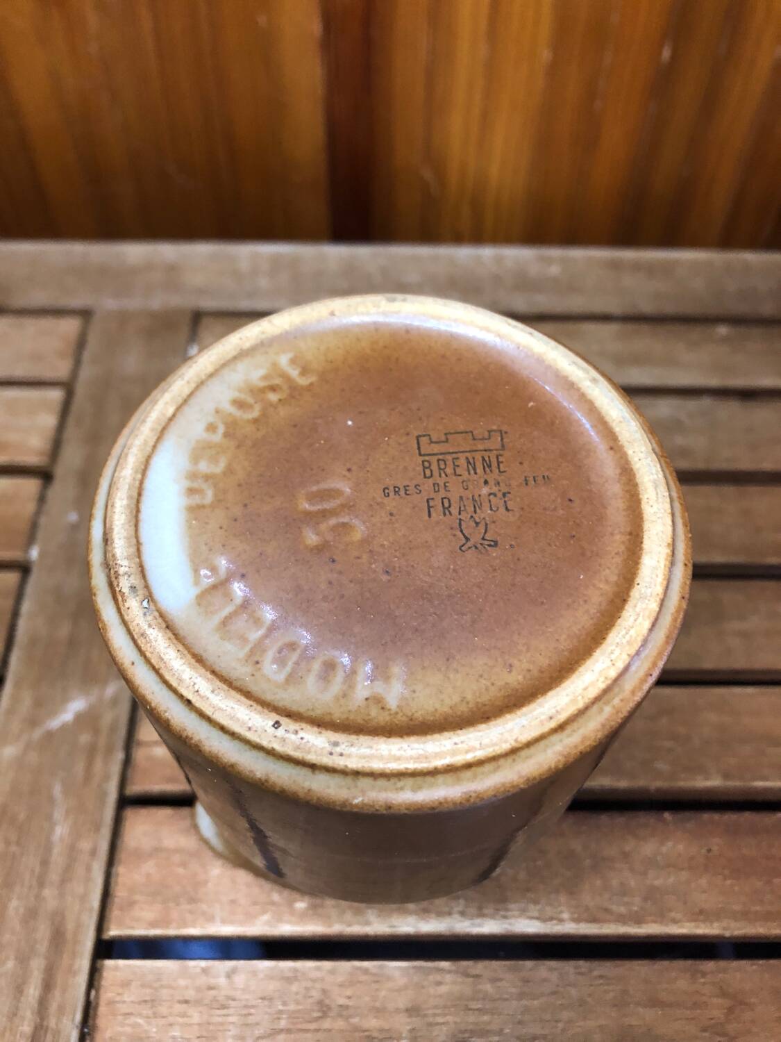 Old brenne pitcher beige stoneware made in france vintage