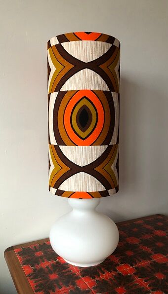 Opaline table lamp lampshade vintage fabric