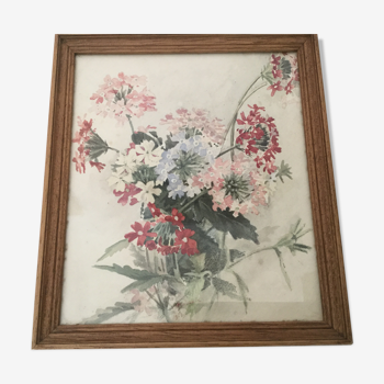 Painting early 20th watercolor bouquet of flowers