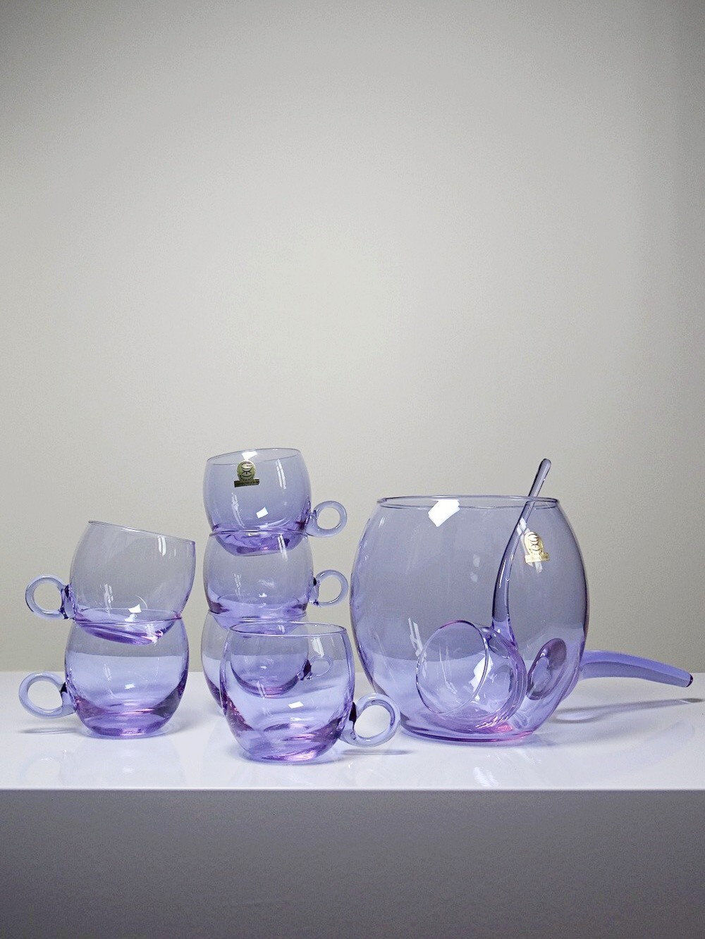 Service à sangria/punch vintage années 70 cristal Alexandrite "Bleikristall"