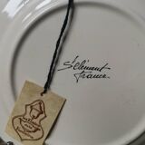 Vintage St Clément plate to hang with pewter frame stamped pewter of the fountain France