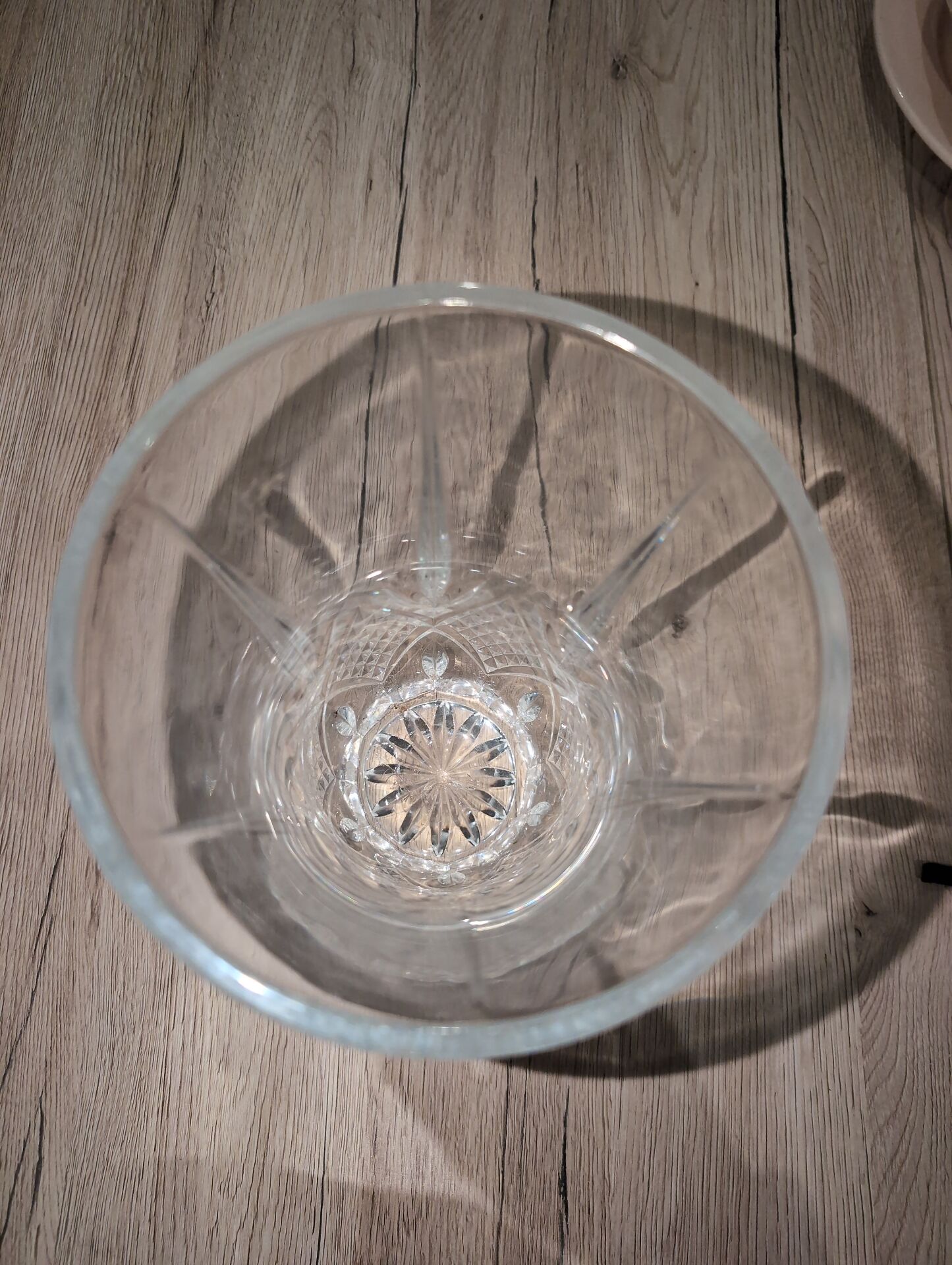 Vintage crystal vase with diamond cut points.