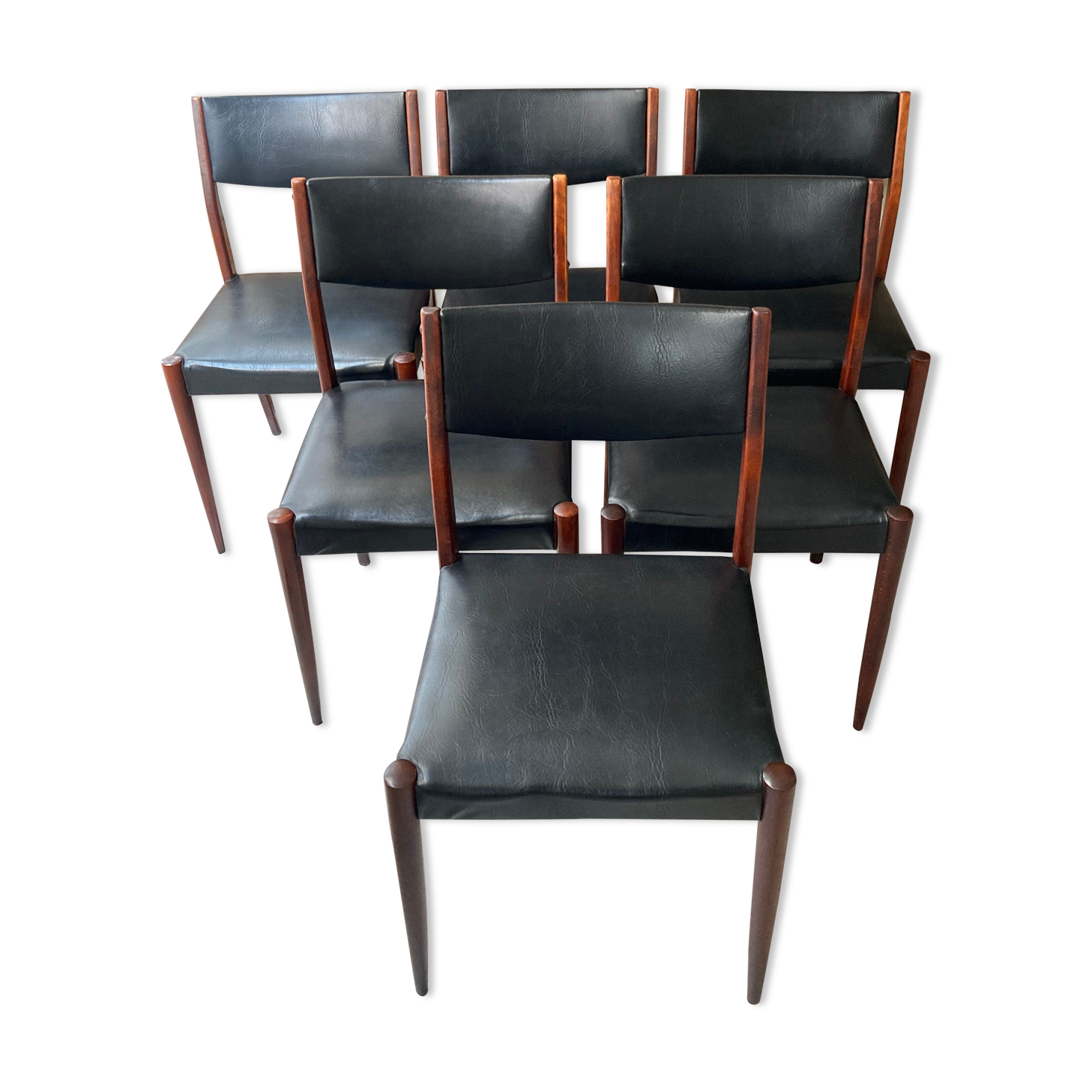 Set of 6 scandinavian chairs skaï black