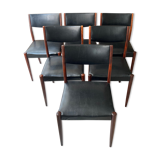 Set of 6 scandinavian chairs skaï black