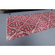 Vintage Turkish Oushak Handmade Wool Cotton Pink Runner 76x200