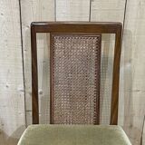Suite of 4 teak chairs with canned backrest