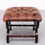 English country house style padded leather ottoman