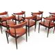 Eight Danish Cow Horn "Model 12" Chairs in Rosewood by Johannes Andersen