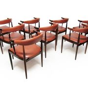 Eight Danish Cow Horn "Model 12" Chairs in Rosewood by Johannes Andersen
