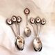 Set of 7 small dessert spoon or coffee with porcelain cabochon