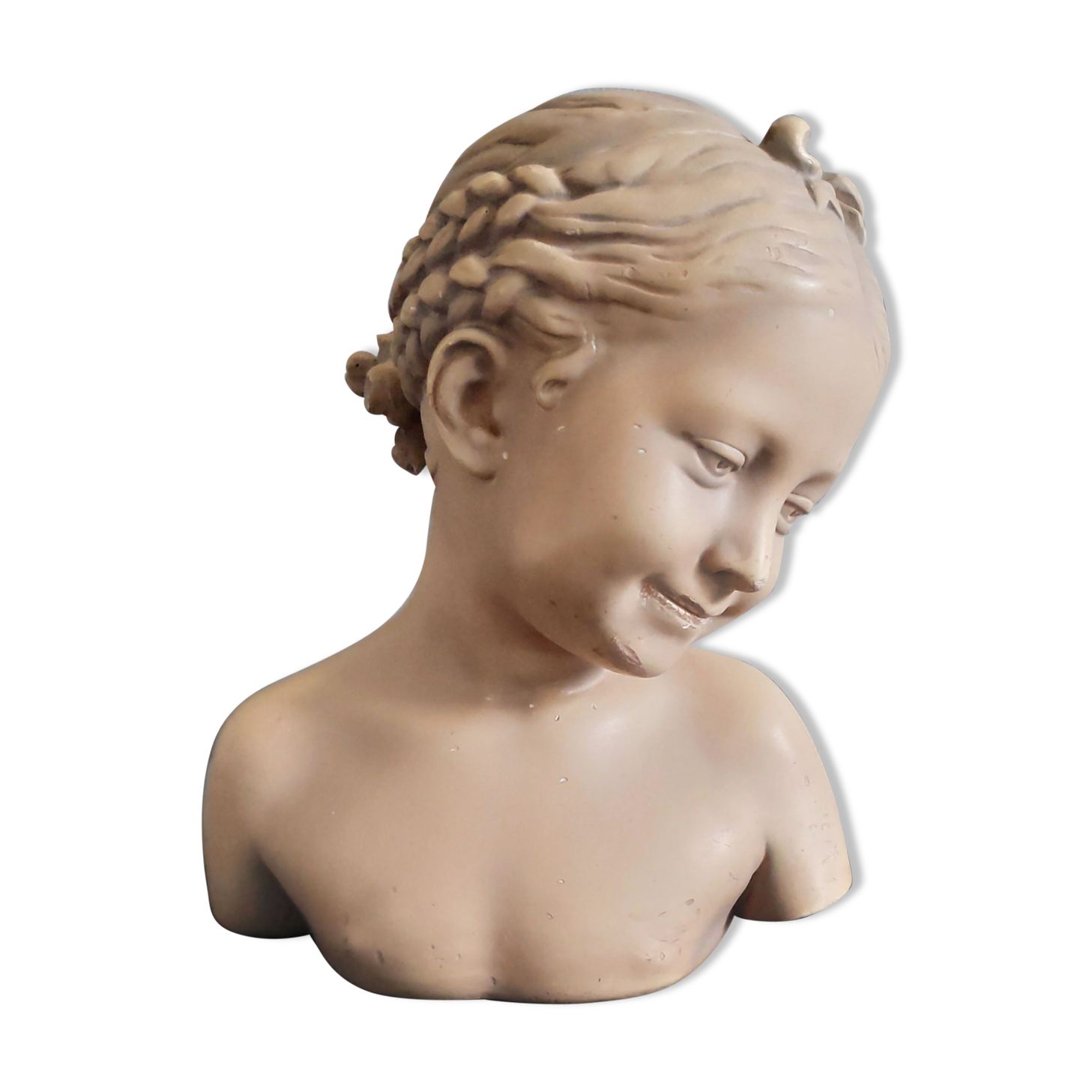 Bust "the laughing" after jean-baptiste pigalle in plaster